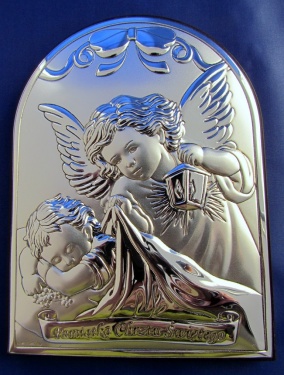 Obraz srebrny  Anioł Stróż 6362/3 - Pamiątka Chrztu