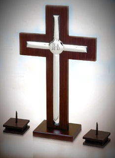 Zestaw kolędowy drewniany ze srebrną listwą / 25 cm /