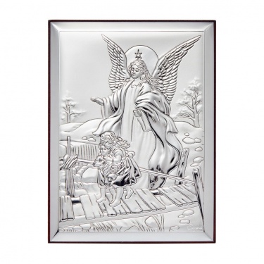 Obrazek srebrny Anioł stróż na kładce 31124 8x11