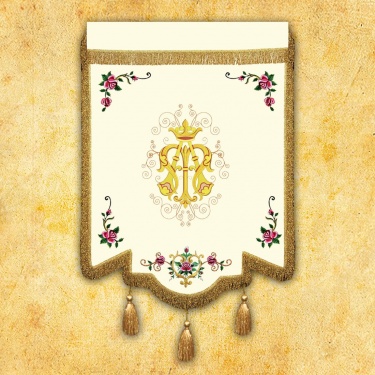 Chorągiew haftowana “Królowej Różańca Świętego” U