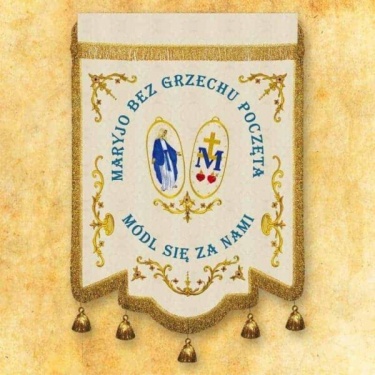 Chorągiew haftowana z wizerunkiem Maryja bez Grzechu U
