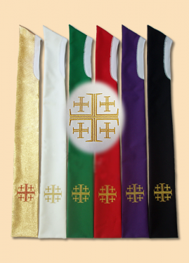 Stuła haftowana z krzyżem Jerozolimskim /A