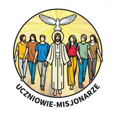 Baner – Logo roku duszpasterskiego – UCZNIOWIE-MISJONARZE  1 x 1 m