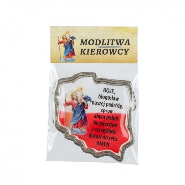 Przylepiec. Modlitwa Kierowcy metalowa PL NK - Św. Krzysztof 
